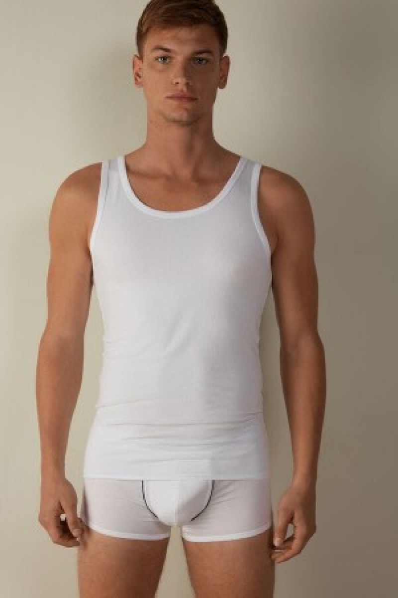 Intimissimi Crew Neck Tank Top Hvide | ZDKNQ16791